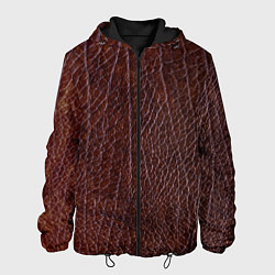 Куртка с капюшоном мужская Текстура коричневой кожи, цвет: 3D-черный