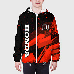 Куртка с капюшоном мужская Honda - красная абстракция, цвет: 3D-белый — фото 2