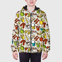 Куртка с капюшоном мужская Завтрак - цветной, цвет: 3D-черный — фото 2