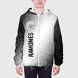 Куртка с капюшоном мужская Ramones glitch на светлом фоне: по-вертикали, цвет: 3D-белый — фото 2