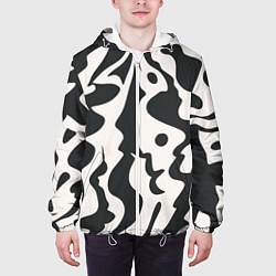 Куртка с капюшоном мужская Кляксы паттерн, цвет: 3D-белый — фото 2