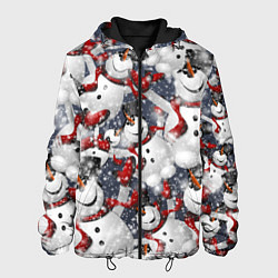 Куртка с капюшоном мужская Зимний паттерн со снеговиками, цвет: 3D-черный