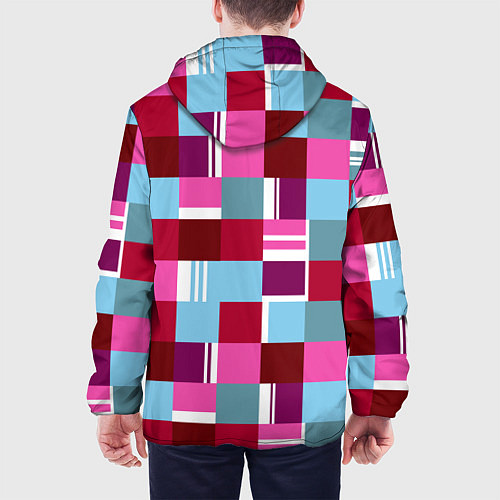 Мужская куртка Ретро квадраты вишнёвые / 3D-Черный – фото 4