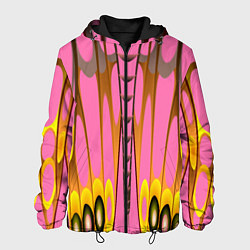 Куртка с капюшоном мужская Розовый бабочкин мотив, цвет: 3D-черный