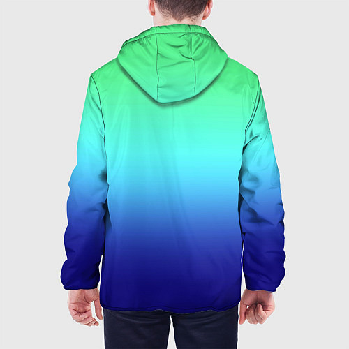 Мужская куртка Градиент зелёно-синий / 3D-Белый – фото 4
