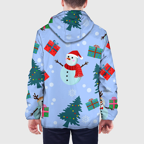 Мужская куртка Снеговики с новогодними подарками паттерн / 3D-Белый – фото 4