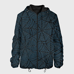 Куртка с капюшоном мужская Паутина тёмно-синий, цвет: 3D-черный
