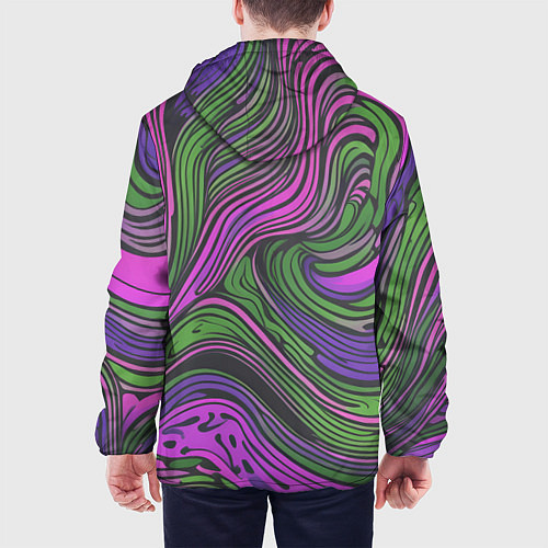 Мужская куртка Волнистый узор фиолетовый и зелёный / 3D-Белый – фото 4