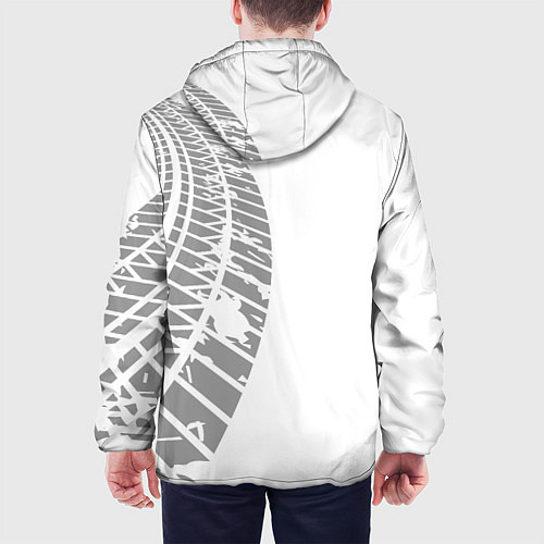 Мужская куртка Saab speed на светлом фоне со следами шин: по-верт / 3D-Белый – фото 4