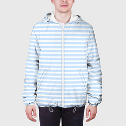 Куртка с капюшоном мужская Полосатый морской стиль, цвет: 3D-белый — фото 2