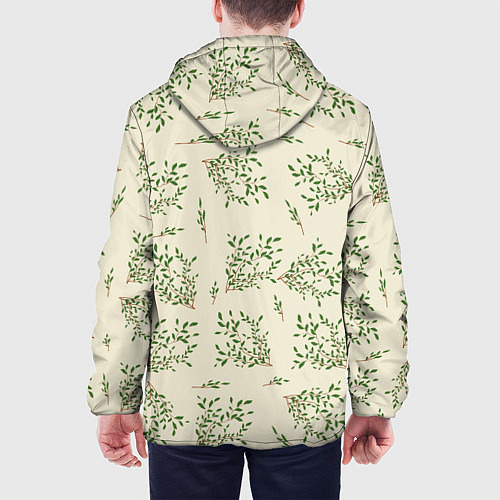 Мужская куртка Веточки с зелеными листьями / 3D-Белый – фото 4