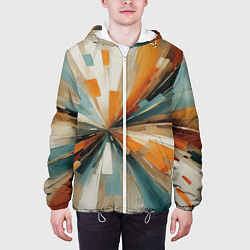 Куртка с капюшоном мужская Цветная абстракция - нейросеть, цвет: 3D-белый — фото 2