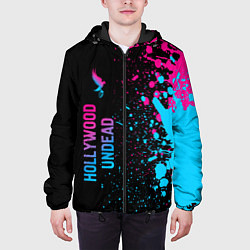 Куртка с капюшоном мужская Hollywood Undead - neon gradient: по-вертикали, цвет: 3D-черный — фото 2