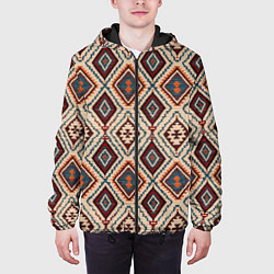Куртка с капюшоном мужская Ковёр этнические узоры, цвет: 3D-черный — фото 2