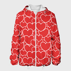 Куртка с капюшоном мужская Сердечки любви, цвет: 3D-белый