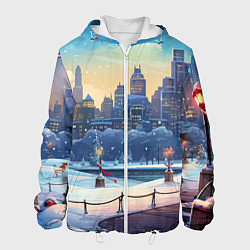 Куртка с капюшоном мужская Зимний большой город, цвет: 3D-белый