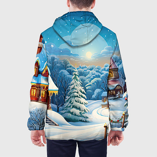 Мужская куртка Зимний домик и елка / 3D-Белый – фото 4