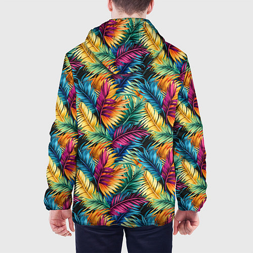 Мужская куртка Разноцветные пальмовые листья паттерн / 3D-Белый – фото 4