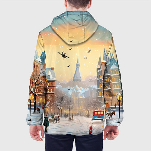 Мужская куртка Новогодний городок / 3D-Белый – фото 4