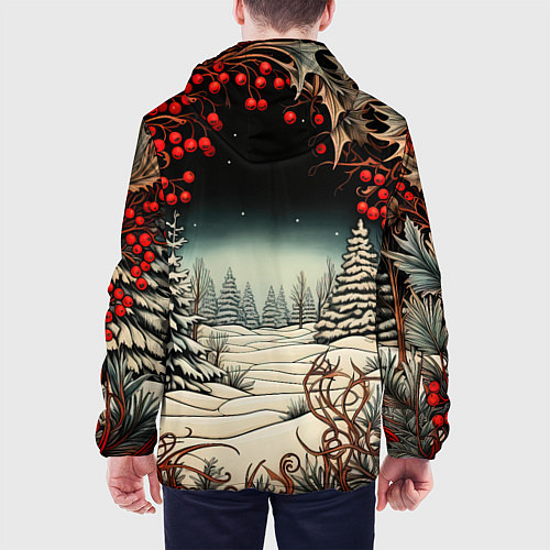 Мужская куртка Новый год природа / 3D-Черный – фото 4