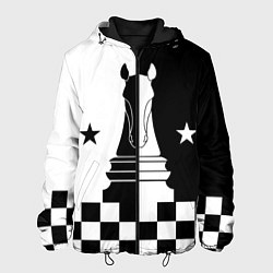 Куртка с капюшоном мужская Шахматный конь, цвет: 3D-черный