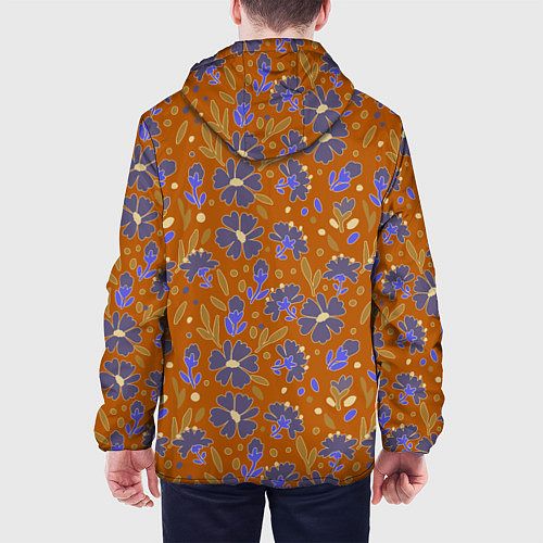 Мужская куртка Цветы в поле коричневый цвет / 3D-Белый – фото 4