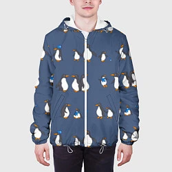 Куртка с капюшоном мужская Забавное семейство пингвинов, цвет: 3D-белый — фото 2