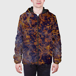 Куртка с капюшоном мужская Абстракция - анютины глазки, цвет: 3D-черный — фото 2