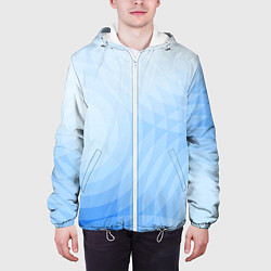Куртка с капюшоном мужская Абстракция с голубыми кругами, цвет: 3D-белый — фото 2