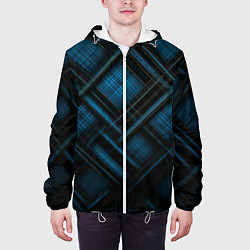 Куртка с капюшоном мужская Тёмно-синяя шотландская клетка, цвет: 3D-белый — фото 2