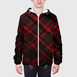 Куртка с капюшоном мужская Тёмно-красная шотландская клетка, цвет: 3D-белый — фото 2