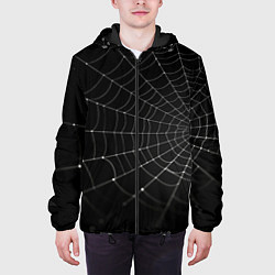 Куртка с капюшоном мужская Паутина на черном фоне, цвет: 3D-черный — фото 2