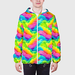 Куртка с капюшоном мужская Разноцветные облака из бумаги паттерн, цвет: 3D-белый — фото 2