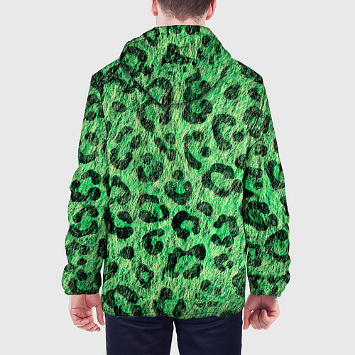Мужская куртка Зелёный леопард паттерн / 3D-Белый – фото 4