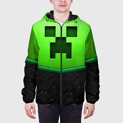 Куртка с капюшоном мужская Майнкрафт крипер, цвет: 3D-черный — фото 2