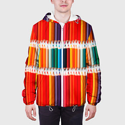 Куртка с капюшоном мужская Заточенные цветные карандаши, цвет: 3D-белый — фото 2