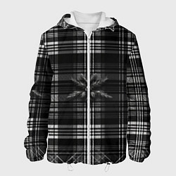 Куртка с капюшоном мужская Черно-белая шотландская клетка, цвет: 3D-белый