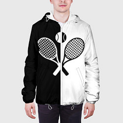 Куртка с капюшоном мужская Теннис - чёрно белое, цвет: 3D-белый — фото 2