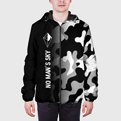 Куртка с капюшоном мужская No Mans Sky glitch на темном фоне по-вертикали, цвет: 3D-черный — фото 2