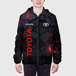 Куртка с капюшоном мужская Toyota черные плиты с эффектом свечения, цвет: 3D-черный — фото 2