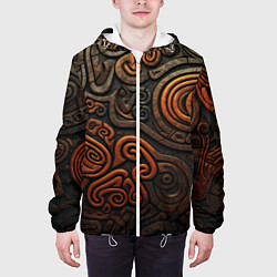 Куртка с капюшоном мужская Асимметричный паттерн в викингском стиле, цвет: 3D-белый — фото 2