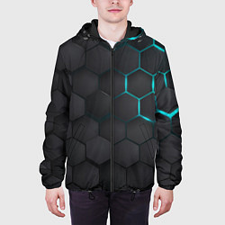 Куртка с капюшоном мужская Чёрный фон соты, цвет: 3D-черный — фото 2