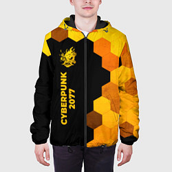 Куртка с капюшоном мужская Cyberpunk 2077 - gold gradient по-вертикали, цвет: 3D-черный — фото 2