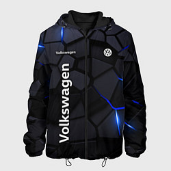 Куртка с капюшоном мужская Volkswagen - плиты с эффектом свечения, цвет: 3D-черный