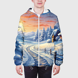 Куртка с капюшоном мужская Предновогодний восход, цвет: 3D-белый — фото 2