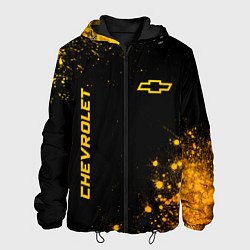Куртка с капюшоном мужская Chevrolet - gold gradient вертикально, цвет: 3D-черный