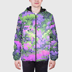 Куртка с капюшоном мужская Разноцветный витраж, цвет: 3D-черный — фото 2