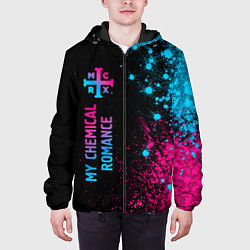 Куртка с капюшоном мужская My Chemical Romance - neon gradient по-вертикали, цвет: 3D-черный — фото 2