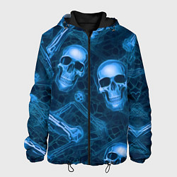 Куртка с капюшоном мужская Синие черепа и кости, цвет: 3D-черный