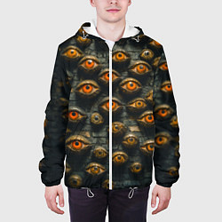 Куртка с капюшоном мужская Глаза на стене, цвет: 3D-белый — фото 2
